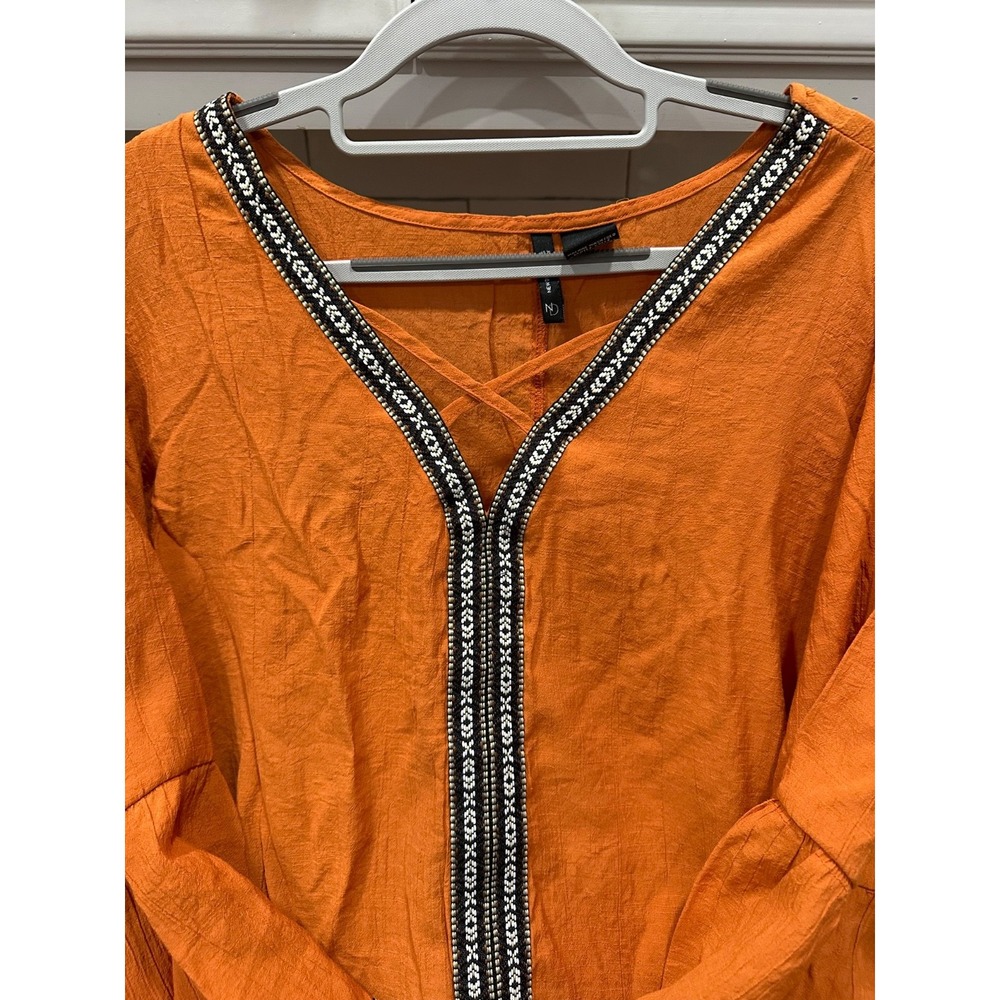 new directions curvy orange blouse with black‎ trim 3xl
